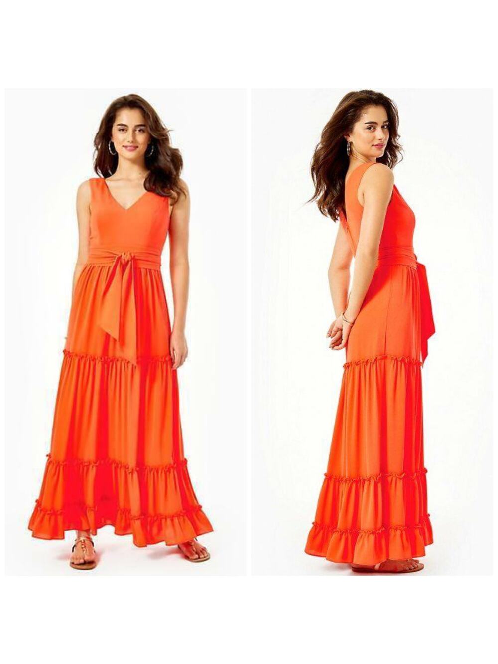 NEW Lilly Pulitzer Tiered Maxi Dress Orange